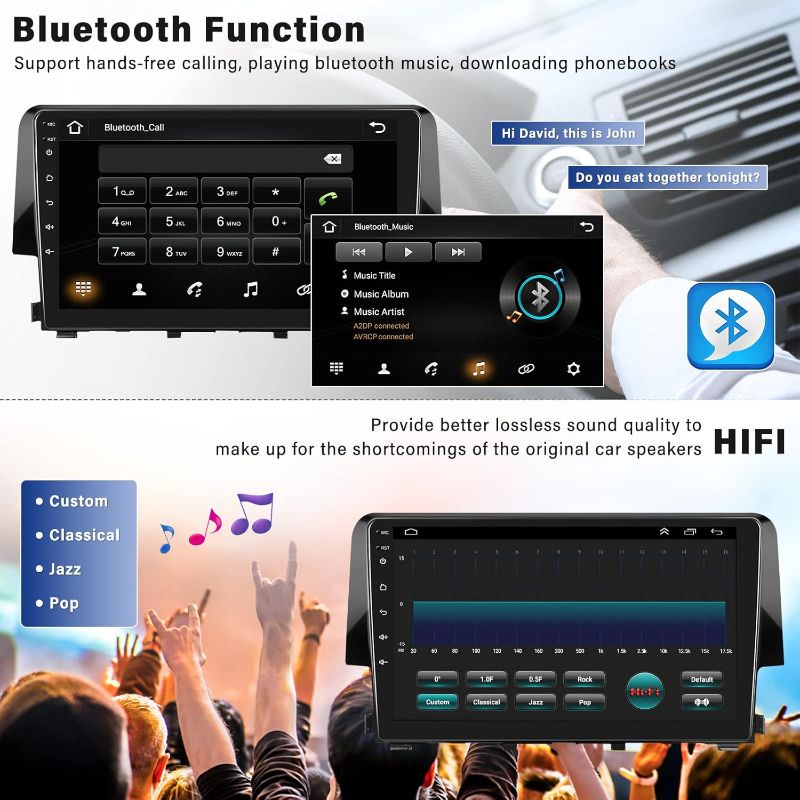 Photo 4 of (READ FULL POST) Android 13 Car Stereo Radio for Honda Civic 2016 2017 2018 2019 2020 with Wireless CarPlay Android Auto 1G+32G 9 Inch Touchscreen Bluetooth GPS Navigation WiFi HiFi FM Backup Camera MIC
