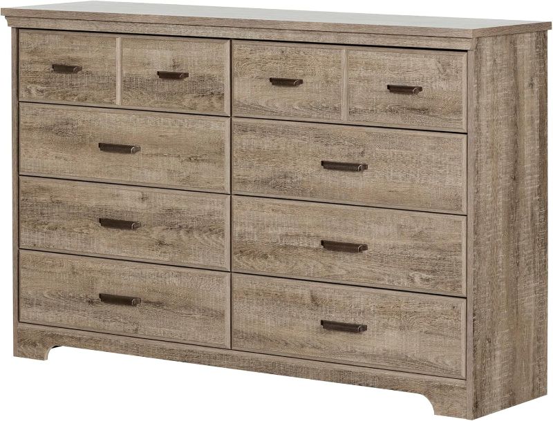 Photo 1 of ***PARTIAL SET - LESS THAN HALF OF THE PARTS ARE INCLUDED - CANNOT BE FULLY ASSEMBLED - SEE PICTURES***
South Shore Versa Collection 8-Drawer Double Dresser, Weathered Oak with Antique Handles