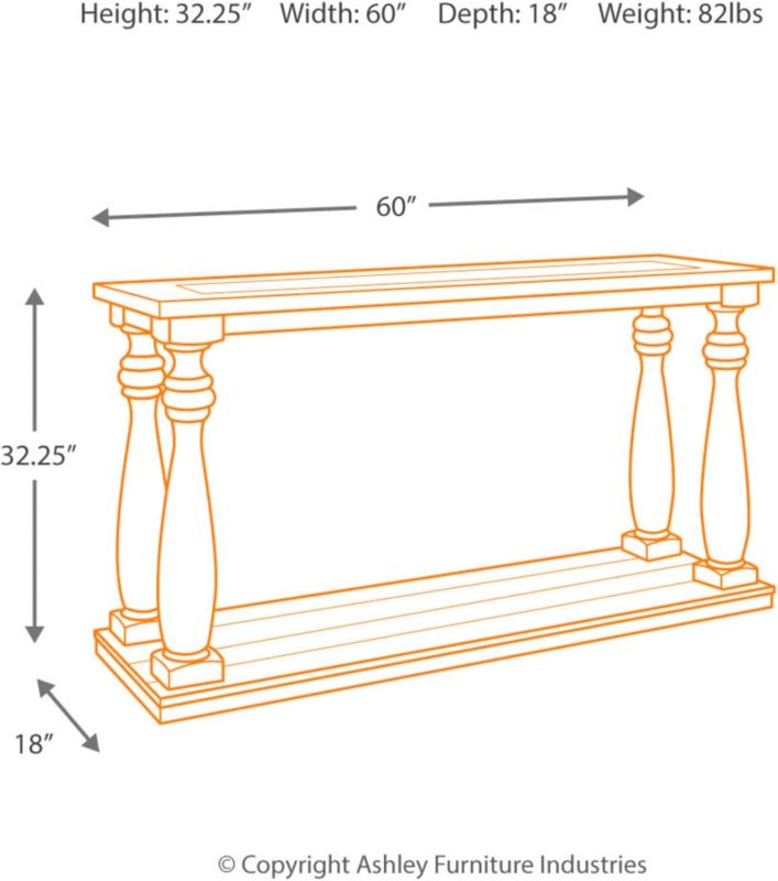 Photo 4 of (READ FULL POST) Mallacar Sofa Table Black - Signature Design by Ashley: Rustic 60" Entryway Table with Storage, Rectangle Shape