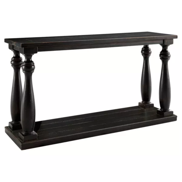 Photo 1 of (READ FULL POST) Mallacar Sofa Table Black - Signature Design by Ashley: Rustic 60" Entryway Table with Storage, Rectangle Shape