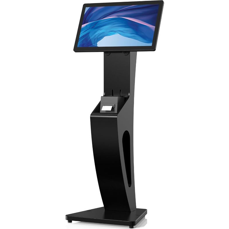 Photo 1 of ***DAMAGED - BENT AND WARPED - SEE PICTURES - LIKELY MISSING PARTS - UNABLE TO VERIFY FUNCTIONALITY***
Sleek Floor Stand Kiosk for Monitors – CTA Sleek Floor Kiosk Stand with Printer Slot for Monitors 15" to 32" up to 33lbs - for Check-in Stations & POS S