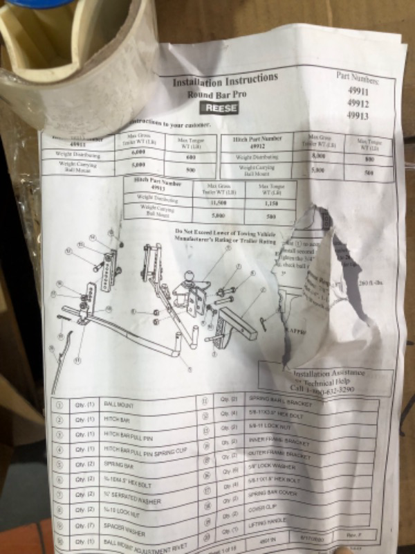 Photo 2 of ***USED - MISSING MOST OF THE PARTS - NO PACKAGING - SEE COMMENTS***
Reese Round Bar Weight Distributing Complete Kit with Shank and Hitch Ball Part 49911