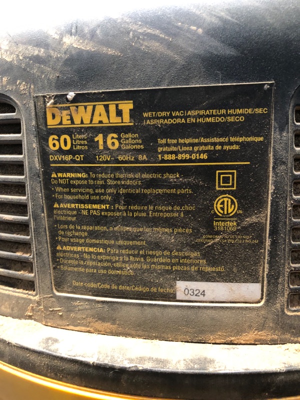 Photo 4 of **PARTS ONLY NON REFUNDABLE** READ NOTES**
DEWALT Stealthsonic Quiet 16-Gallons 6.5-HP Corded Wet/Dry Shop Vacuum with Accessories Included