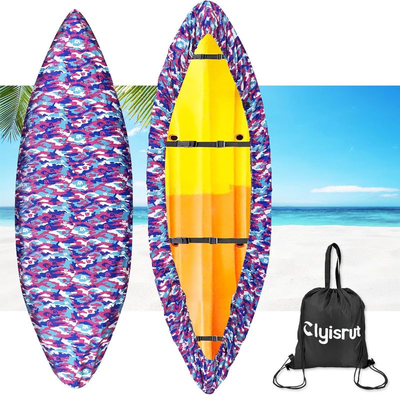Photo 1 of 10-16FT Waterproof Kayak Covers for Outdoor Storage, 12FT Canoe Cover Accessories, Boat Cover Oxford Shade Marine Cockpit Dust Cover UV Protection Ultra Sunblock Shield for Fishing Boat Kayak Canoe