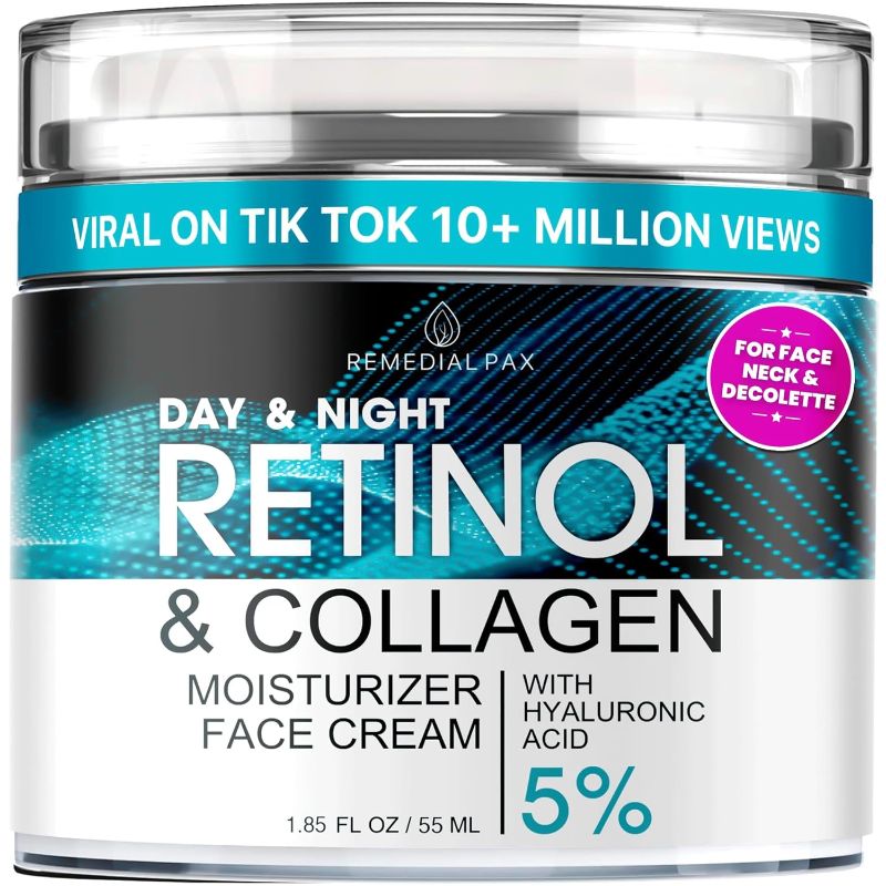 Photo 1 of **EXP. 03/24** REMEDIAL PAX Retinol & Collagen Moisturizer Face Cream - Day & Night Anti-Aging Skin Care with Hyaluronic Acid 5% 1.85 Fl Oz