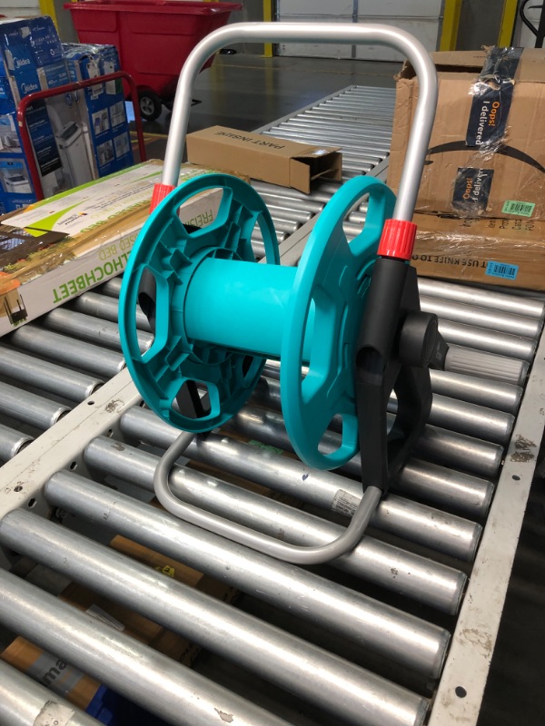 Photo 2 of ***USED - NO PACKAGING - WARPED - SEE PICTURES***
Garden Water Hose Reel Cart Holds 55-Feet of 5/8 Inch Hose, Portable Hose Pipe Holder for Outside Blue 1