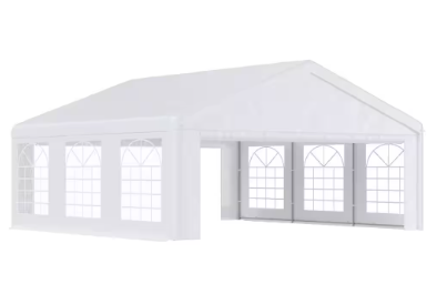 Photo 1 of 20 ft. x 20 ft. White Wedding Tent and Carport, Portable Garage with Removable Sidewalls, Large Outdoor Canopy
