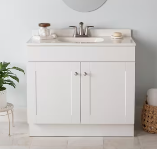 Photo 1 of **CABINET ONLY**
Project Source 36-in White Bathroom Vanity
