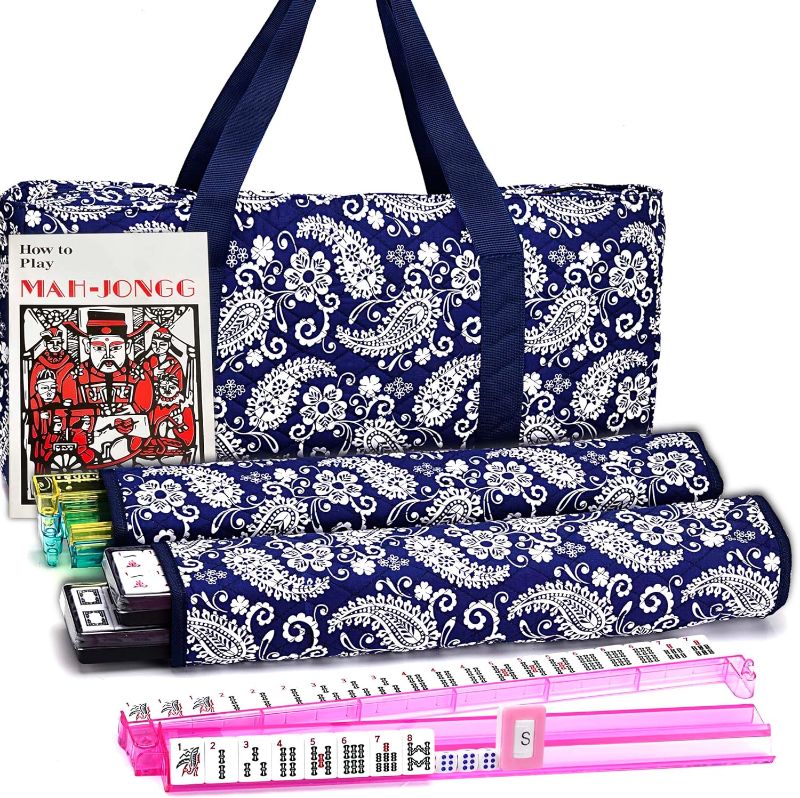 Photo 1 of  American Mahjong Game Set, Blue Paisley Carrying Bag,