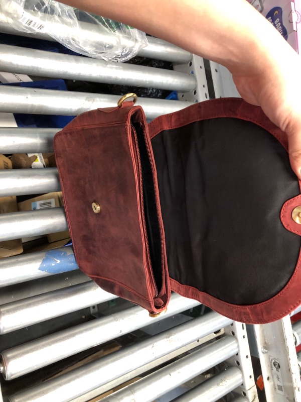 Photo 2 of **HAS SMALL STICKY RESIDUE FROM STICKER**
Genuine Leather Shoulder Crossbody Purse For Women with Adjustable Strap, Mobile Pocket & Outside & Inside Zipper Red Hunter