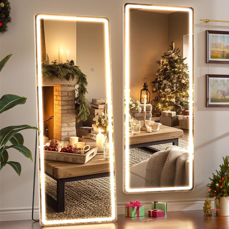 Photo 1 of ***STOCK PHOTO REFERENCE ONLY***
LED Full Length Mirror, 60" x 16" Lighted Floor Standing LED Mirror Full Length, Wall Mounted Hanging Mirror with Stand FreeStanding Floor Mirror for Bedroom
