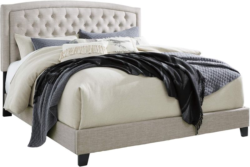 Photo 1 of **(NON REFUNDABLE) FOR PARTS/STOCK PHOTO FOR REFERENCE**
Signature Design by Ashley Jerary Farmhouse Button-Tufted Upholstered Platform Bed Frame, King, Light Gray
