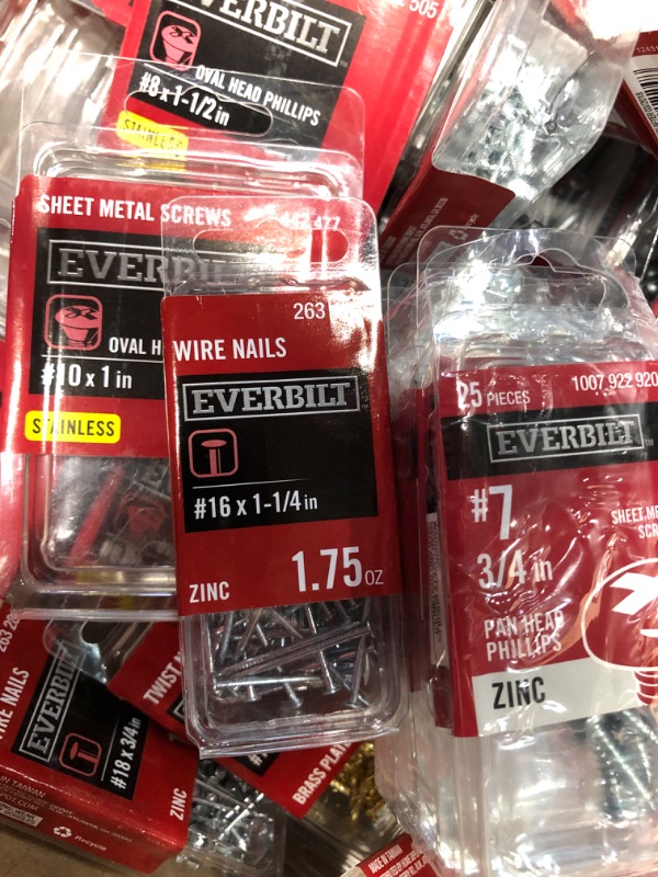 Photo 7 of ***NONREFUNDABLE - SEE COMMENTS***
Bundle of Various Everbilt Screws/Hardware, Many Different Sizes, Materials