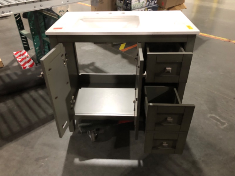 Photo 1 of ***USED - DAMAGED - MISSING PARTS - SEE COMMENTS***
allen + roth Everdene 36-in Gray Undermount Single Sink Bathroom Vanity with Carrera White Engineered Stone Top, 36" x 20" x 34.5"
