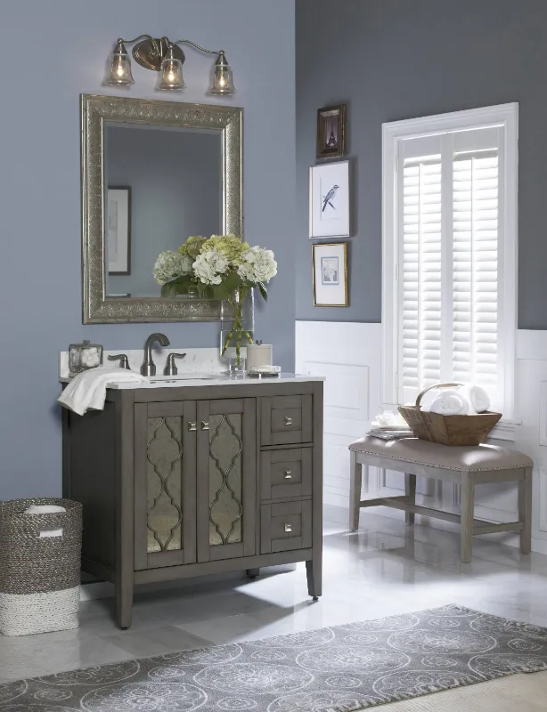 Photo 1 of ***USED - DAMAGED - MISSING PARTS - SEE COMMENTS***
allen + roth Everdene 36-in Gray Undermount Single Sink Bathroom Vanity with Carrera White Engineered Stone Top, 36" x 20" x 34.5"