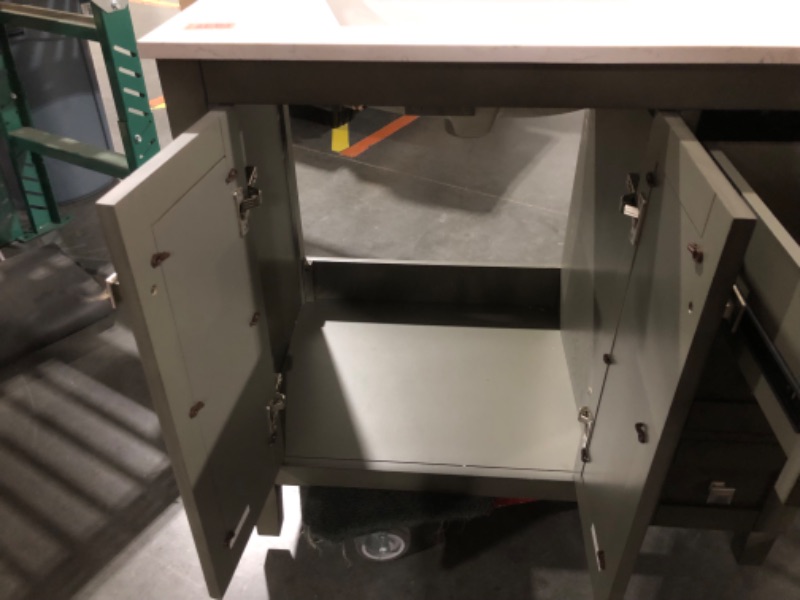 Photo 1 of ***USED - DAMAGED - MISSING PARTS - SEE COMMENTS***
allen + roth Everdene 36-in Gray Undermount Single Sink Bathroom Vanity with Carrera White Engineered Stone Top, 36" x 20" x 34.5"