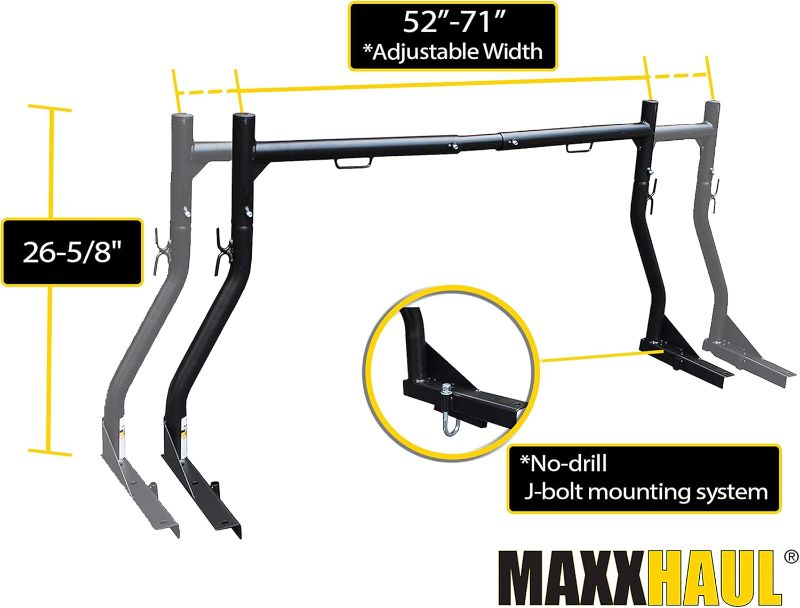 Photo 3 of (READ FULL POST) MAXXHAUL 50241 Adjustable Steel Pick Up Truck Ladder Utility Racks-Pair, Black