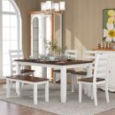 Photo 1 of ***SEE NOTES*** 
6Pc Dining Room Table Set w/ 4 Ergonomic Designed Chairs & a Bench (Walnut + Cottage White) 