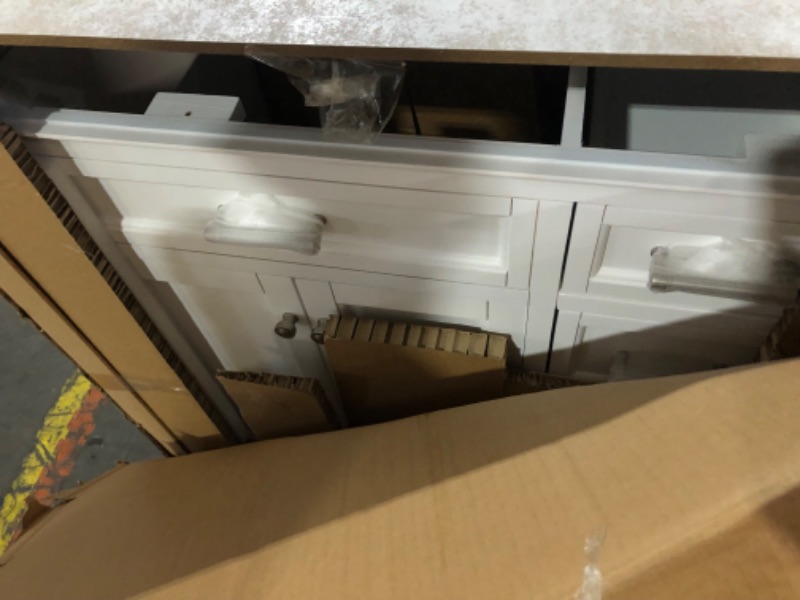 Photo 4 of **On pallet pick up by TRUCK  only 
allen + roth Roveland 36-in White Undermount Single Sink Bathroom Vanity with Carrara Natural Marble Top
