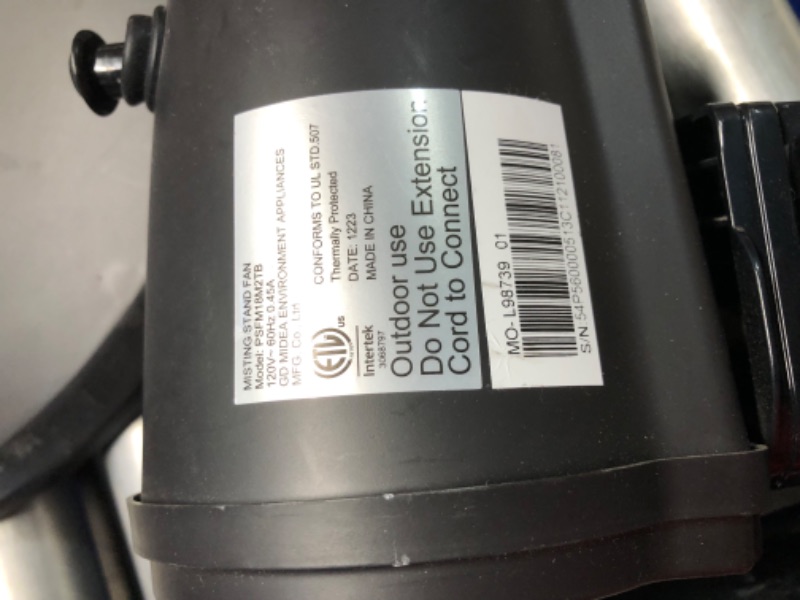 Photo 1 of ***USED - MISSING NUMEROUS PARTS - POWERS ON - UNABLE TO TEST FURTHER - SEE PICTURES***
18 in. 3 Speeds Outdoor Misting Pedestal Fan in Black with 80° Oscillation 1600 CFM for up to 500 sq. ft
