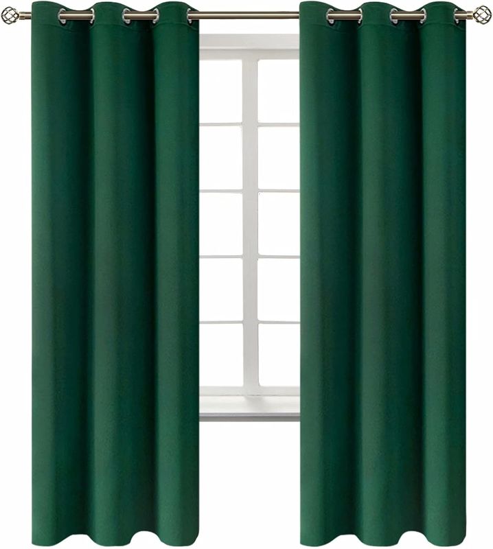 Photo 1 of  Thermal Insulated Room Darkening Curtains for Living Room, Set of 2 Panels ( Emerald)