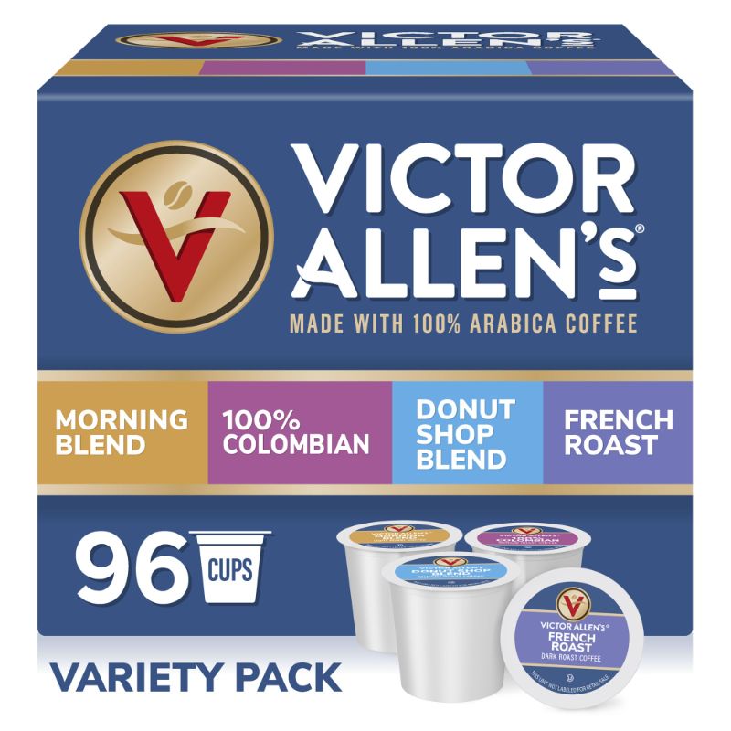 Photo 1 of **NON REFUNDABLE ITEM**(BB: 6/15/2026)
Victor Allen's Coffee Variety Pack (Morning Blend, 100% Colombian, Donut Shop Blend, and French Roast), 96 Count, Single Serve Coffee Pods for Keurig K-Cup Brewers Coffee Favorites Variety 96 Count (Pack of 1)