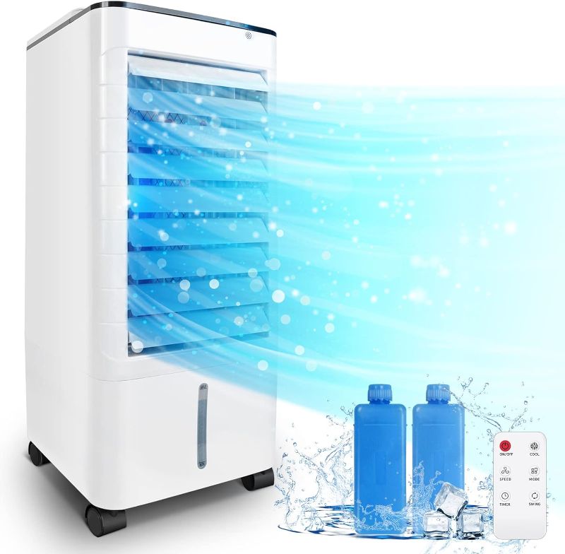 Photo 1 of ***USED - LID RIPPED OFF - REMOTE AND ICE PACKS MISSING - UNABLE TO TEST - SEE PICTURES***
Evaporative Air Cooler,3-IN-1 Windowless Portable Air Conditioner,Oscillation Swamp Cooler and Humidification-Includes Ice Packs-12 Hour Timer&Remote,Ideal for Home