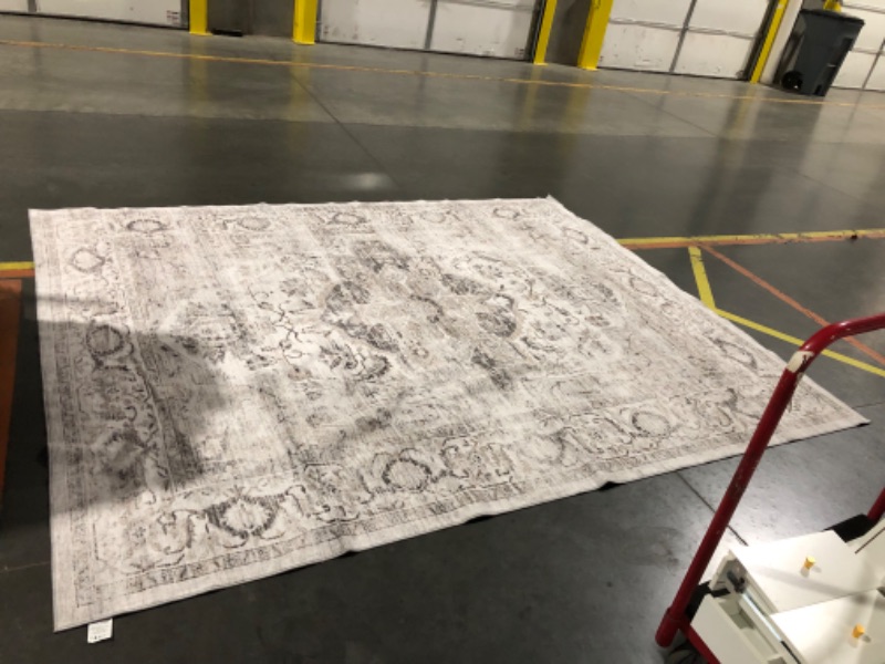 Photo 5 of ***USED - DIRTY***
8x10 Area Rugs for Living Room - Stain Resistant Anti-Slip Backing Washable Rug,Rugs for Bedroom,Dining Room,Vintage Printed Large Area Rug (Ivory/Gray,8'x10')