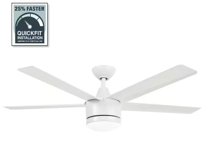 Photo 1 of **MISSING LIGHT SHADE**
Merwry 52 in. Intergrated LED Matte White Ceiling Fan With Light And Remote Control
