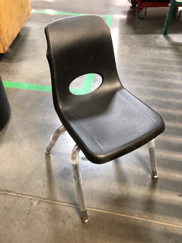 Photo 4 of ***USED - PLASTIC BENT - SEE PICTURES***
Factory Direct Partners 10368-BK 16" School Stack Chair, Stacking Student Seat with Chromed Steel Legs and Nylon Swivel Glides for in-Home Learning, 6 Pack