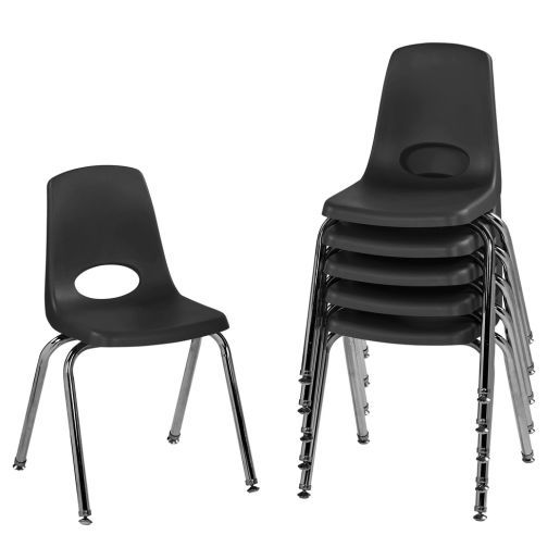 Photo 1 of ***USED - DIRTY - MISSING A STOOL - ONLY 5 INCLUDED***
16in Black Stack Chair with Swivel Glides - 5 Pack