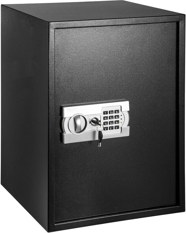 Photo 1 of ***USED - DAMAGED - SEE PICTURES***
Metal Safe Box with Keypad and Lock, Black, 12" x 15" x 20"