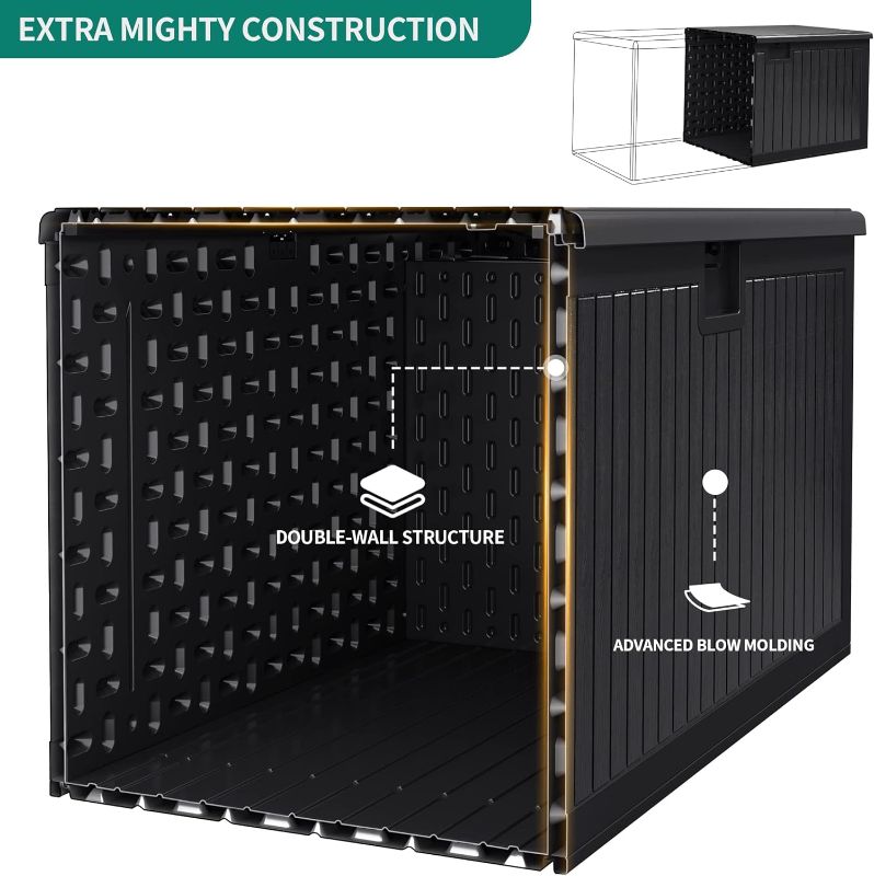 Photo 4 of (READ FULL POST) YITAHOME 260 Gallon Extra Large Deck Box, Double-Wall Resin Outdoor Storage Box with Flexible Divider for Patio Cushions Pool Supplies Garden Tools, 1000lbs Load Capacity, Lockable&Waterproof (Black)
