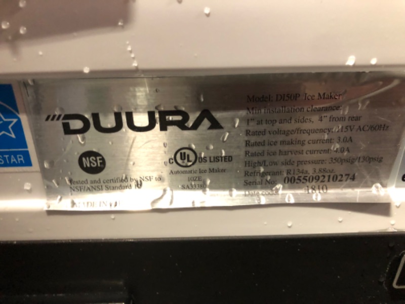 Photo 2 of ***USED - DAMAGED - UNABLE TO TEST - NO PACKAGING - SEE PICTURES***
DI50P 65Lb Premium Clear Ice Cube Maker Machine with Drain Pump Blue LED and Energy Star Built-In Undercounter or Freestanding Household Residential or Commercial Use, 15 Inch Wide, Silve