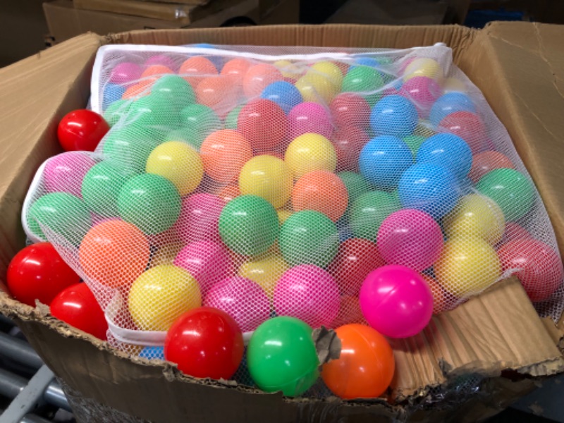 Photo 2 of **MISSING SOME** Amazon Basics BPA Free Crush-Proof Plastic Ball, Pit Balls with Storage Bag, Toddlers Kids 12+ Months, Pack of 1000 Balls, 6 Bright Colors