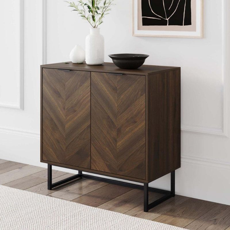 Photo 1 of ***NONREFUNDABLE - PARTS ONLY - SEE COMMENTS***
Enloe Black Frame with Walnut Rustic Doors Free Standing Modern Storage Cabinet for Entryway or Living Room