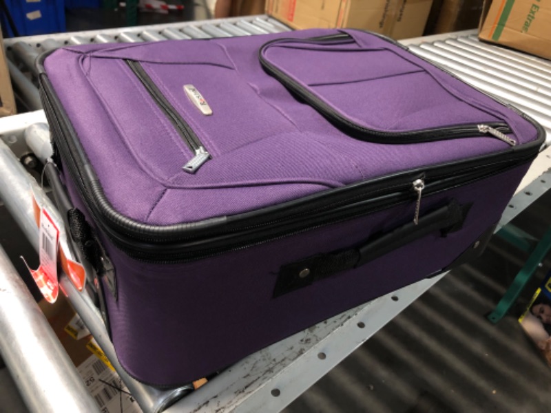 Photo 3 of ***DAMAGED - SLASHED ON BACK - SEE PICTURES***
Rockland Fashion Expandable Softside Upright Luggage Set, Purple, 2-Piece (14/19) 2-Piece Set (14/19) Purple Standard Packaging