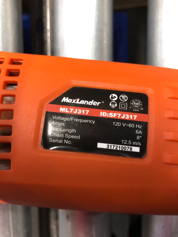 Photo 4 of ***STOCK PHOTO FOR REFERENCE ONLY - ACTUAL ITEM MAY DIFFER - SEE PICTURES***
MAXLANDER ML7J317 Corded Electric Pole Saw, 12.5 m/s Chain Speed, Orange/Black