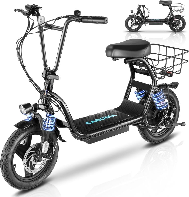 Photo 1 of ***STOCK PHOTO REFERENCE ONLY, DOESNT HOLD CHARGE , PARTS ONLY *******
Caroma Peak 1200W Electric Scooter with Seat, 14" Fat Tire Electric Scooters for Adults, 500Wh Battery up to 30 Miles&20MPH, Foldable Adult Electric Bike for Commuting with Basket&Shoc