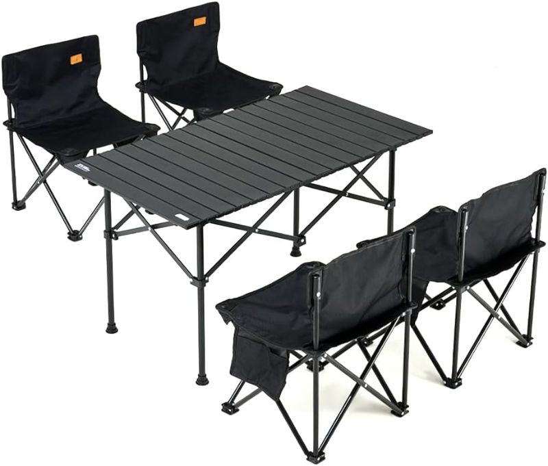 Photo 1 of ***STOCK PHOTO REFERENCE ONLY***
Camping Table with Chairs Set, Portable Folding Table and Seats for 4 People, Picnic Aluminum Family Table Chair Set for Outdoor Travel, Garden BBQ, Beach Party with Carrying Storage Bag---GREY