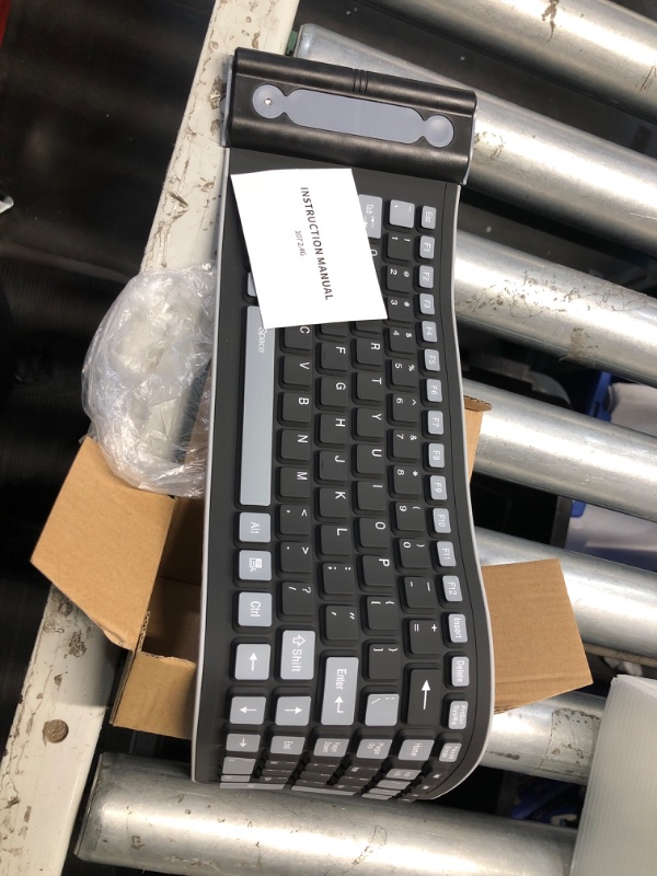 Photo 3 of **MISSING DONGLE*** sungwoo Wireless Silicone Keyboard, 2.4GHz Wireless, Foldable Rollup Keyboard, Waterproof, Dustproof and Lightweight, Perfect for PC, Notebook, Laptop and Travel(Black)