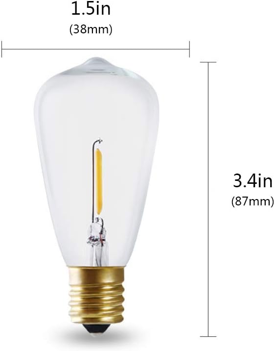 Photo 3 of (READ FULL POST) MaoTopCom 24-Pack E17 Base LED String Light Bulbs 7 Watt Equivalent E17 Screw Base 2700K Warm White 0.65W ST38 LED Edison Replacement Bulbs for Indoor Outdoor String Lights, Clear Glass, AC120V