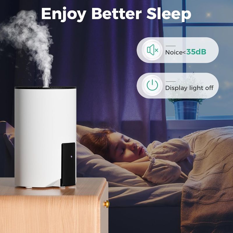 Photo 4 of (READ FULL POST) Humidifiers for Bedroom Large Room Home, 4L Cool Mist Humidifier for Smart App & Voice Control, Fill Essential Oil Diffuser for Baby and Plants, Quiet Ultrasonic Humidifier with 360° Nozzles, A-White