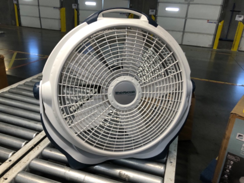 Photo 6 of ***USED - MAJOR DAMAGE - SEE COMMENTS***
Lasko Wind Machine Air Circulator Floor Fan, 3 Speeds, Pivoting Head for Large Spaces, 20", 3300, White White Fan