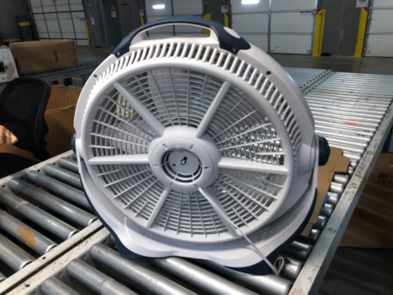 Photo 8 of ***USED - MAJOR DAMAGE - SEE COMMENTS***
Lasko Wind Machine Air Circulator Floor Fan, 3 Speeds, Pivoting Head for Large Spaces, 20", 3300, White White Fan