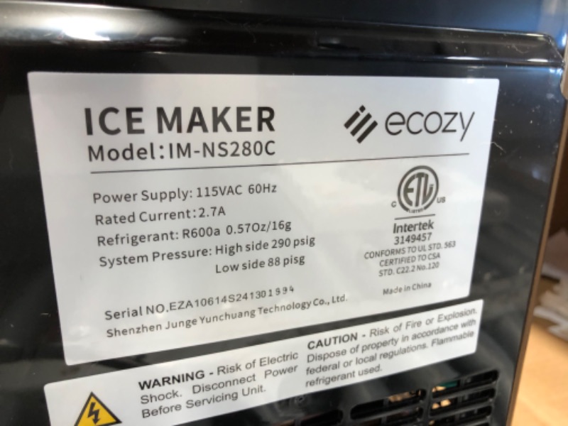 Photo 5 of ***USED - DIRTY - COVERED IN SCRATCHES - POWERS ON - UNABLE TO TEST FURTHER***
ecozy Nugget Ice Maker Countertop - Chewable Pellet Ice Cubes, 33 lbs Daily Output, Stainless Steel Housing, Self-Cleaning Ice Machine with Ice Bags for Parties, Kitchen, Bar, 