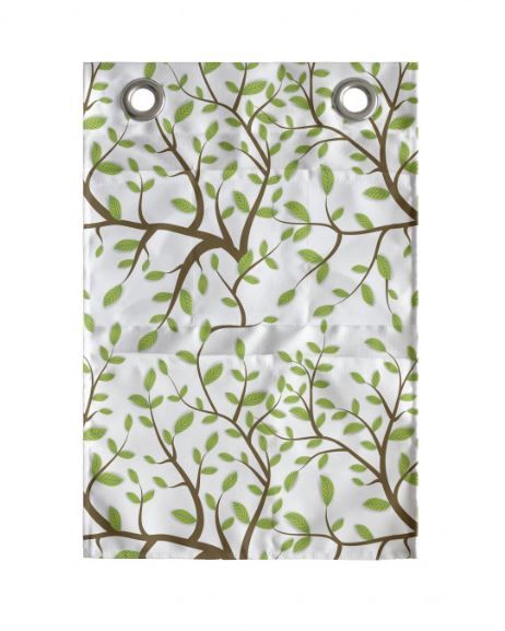 Photo 1 of (READ FULL POST) Nature Hanging Pocket Organizer, Simplistic Tree Illustration Leaves on Branch Pattern Plain Background, Printed Polyester Storage Bag with Pockets, 14" x 20", Lime Green and Fawn
