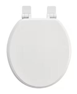 Photo 1 of **1 HINGE IS LOOSE**
American Standard Moments Wood White Round Soft Close Toilet Seat
