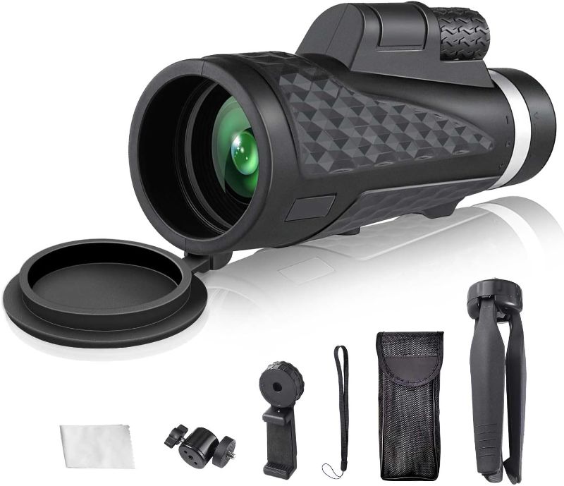 Photo 1 of 80x100 High Power Monocular for Adults, Monocular Telescope with BAK4 Prism, Waterproof, Suitable for Wildlife Bird Watching Camping Hiking with Tripod & Adapter
