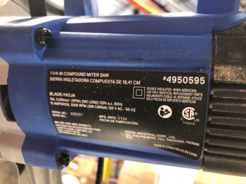 Photo 2 of ***HEAVILY USED AND DIRTY - LIKELY MISSING PARTS - UNABLE TO TEST - SEE PICTURES***
Kobalt 7-1/4-in 10-Amp Single Bevel Compound Corded Miter Saw